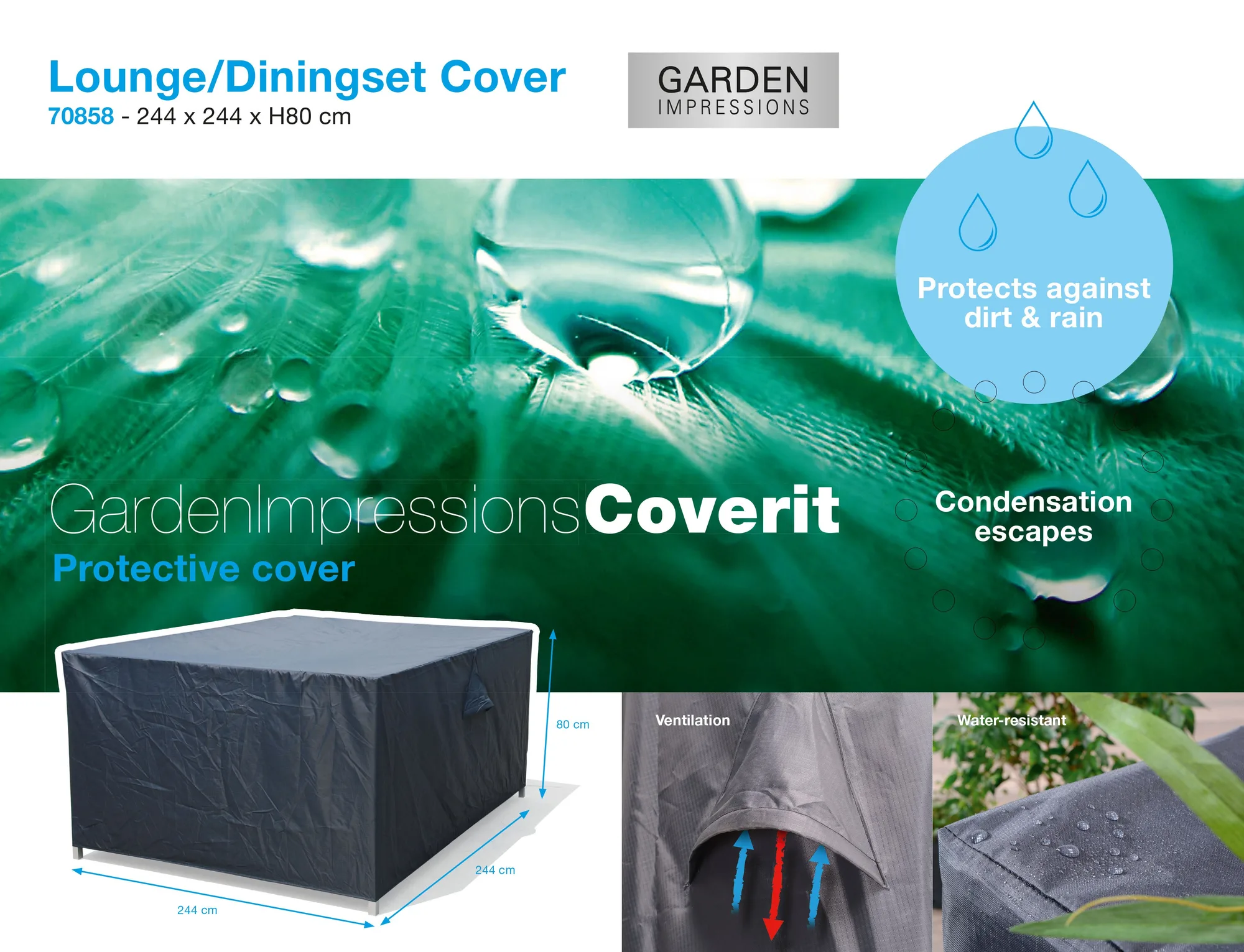 Coverit lounge-diningset hoes - 244x244xH80 cm