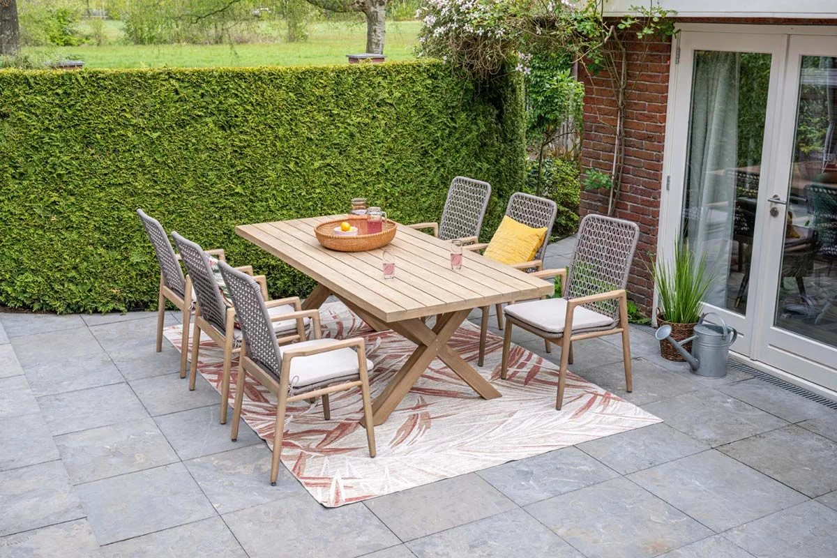 Skala dining fauteuil - acaciahout met white wash -  rope taupe - grey sand