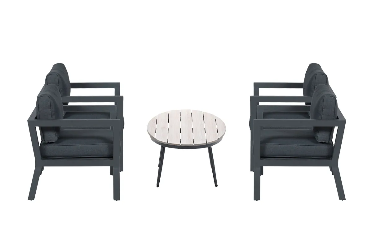 Garden Impressions 5-delige loungeset Ridge – 4 luxe lounge fauteuils inclusief salontafel