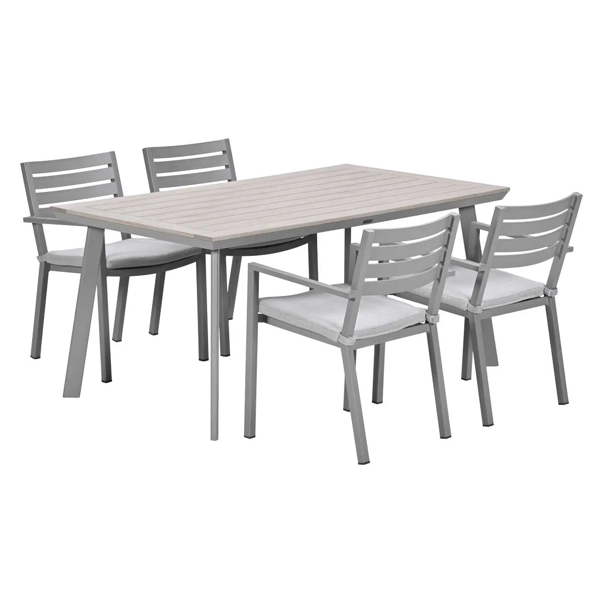 Garden Impressions Oklahoma/Vigo tuinset 4 personen taupe stapelbare stoelen 160 cm