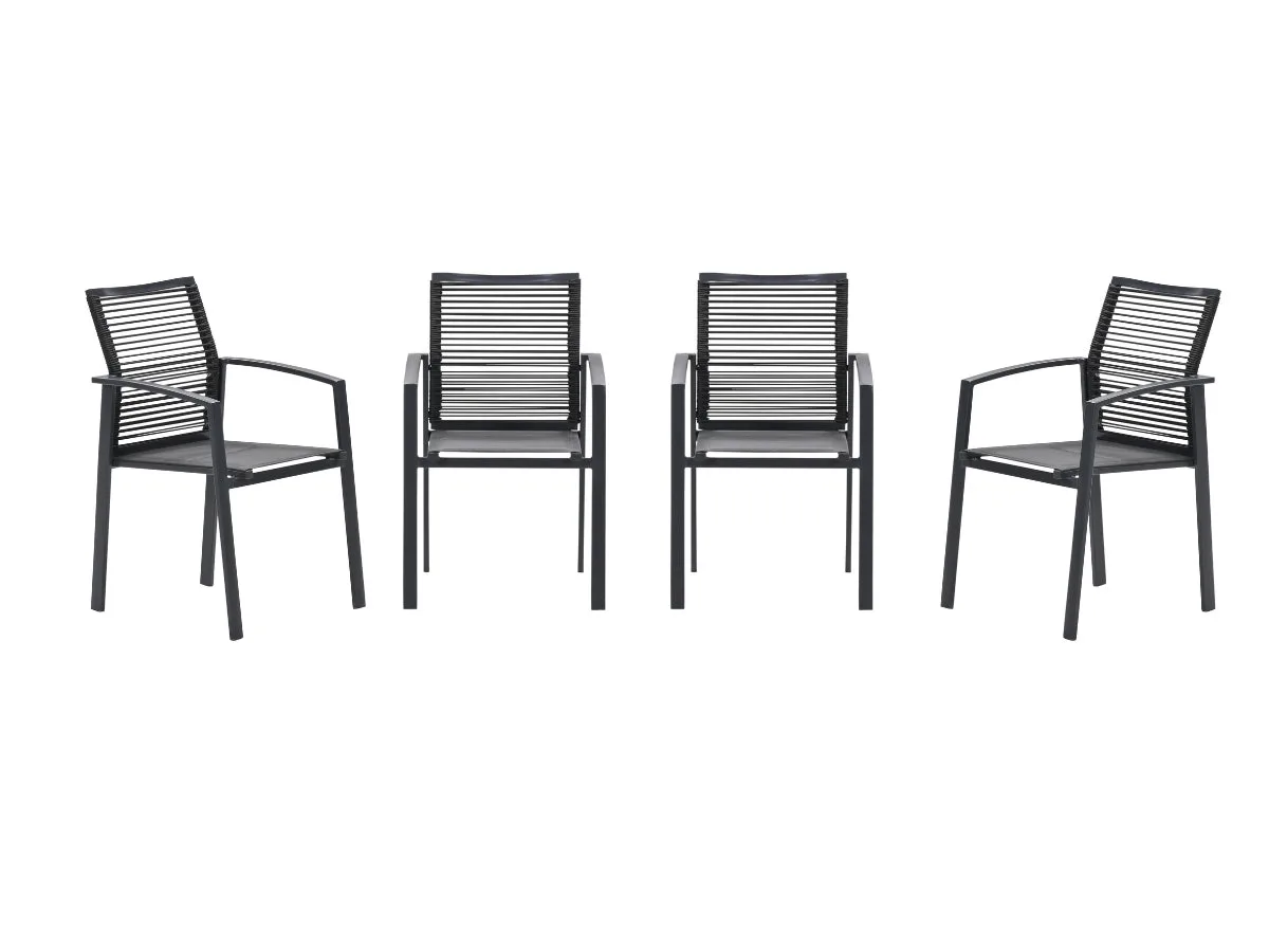 Garden Impressions Cosmo tuinstoelen set van 4 – carbon black / rope dark grey