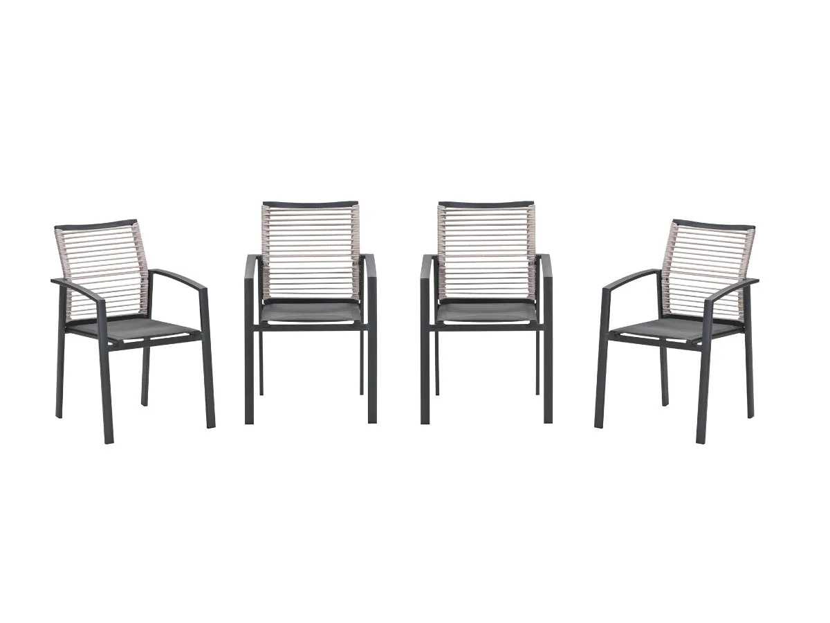 Garden Impressions Cosmo tuinstoelen set van 4 – carbon black / rope natural