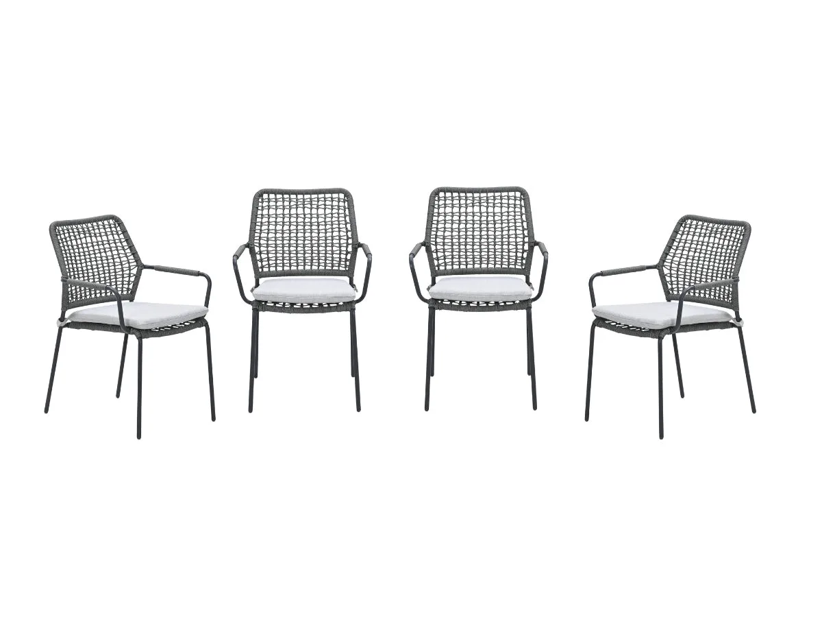 Garden Impressions Swifty tuinstoelen set van 4 – carbon black / rope grey