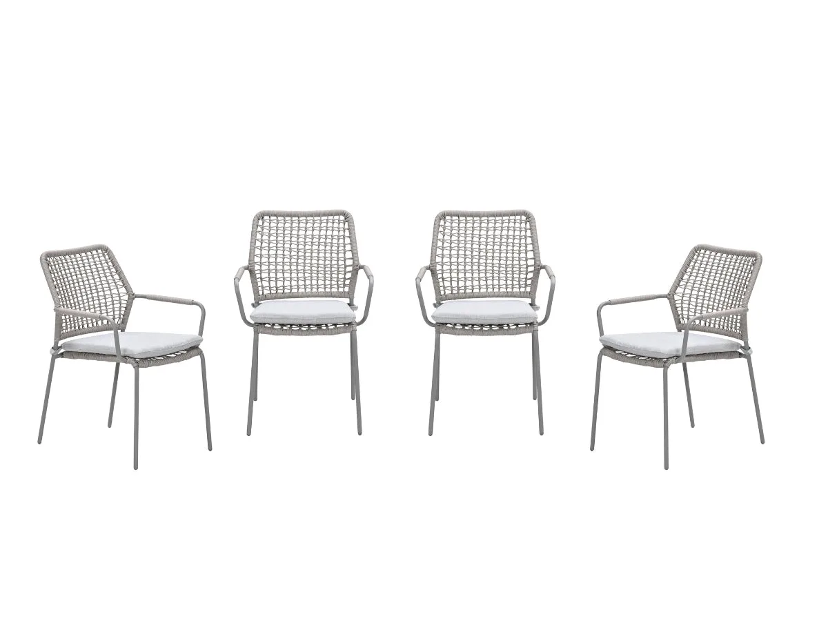 Garden Impressions Swifty tuinstoelen set van 4 – taupe / rope natural sand