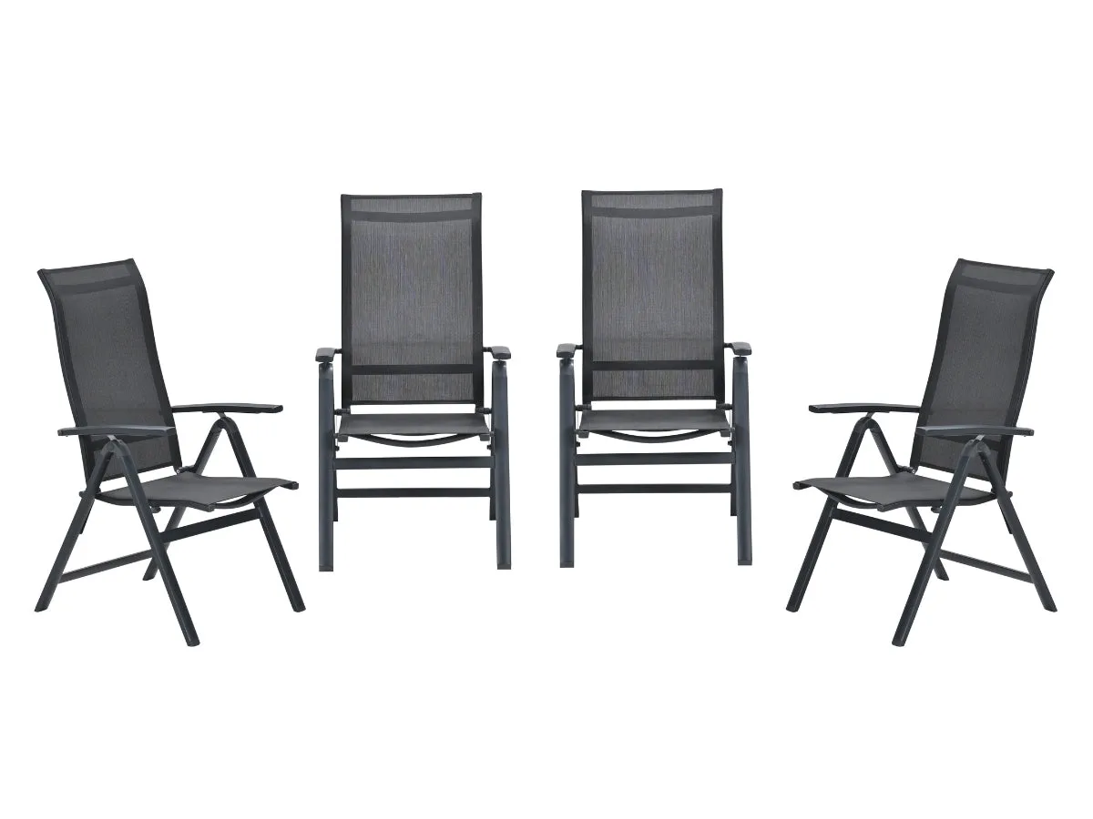Osaka verstellbare Gartenstühle Set mit 4 Stück in Carbon Black Dark Grey