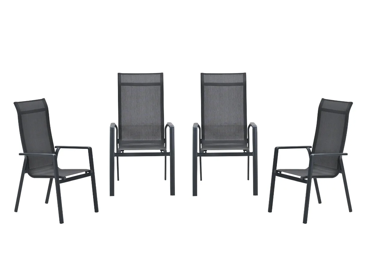 Garden Impressions Osaka stapelbare tuinstoelen set van 4 – carbon black / dark grey