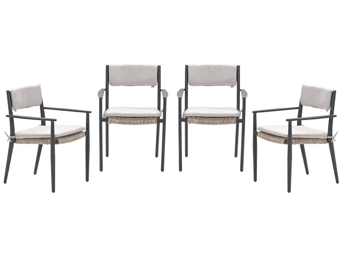 Garden Impressions Parijs tuinstoelen set van 4 – carbon black / desert sand