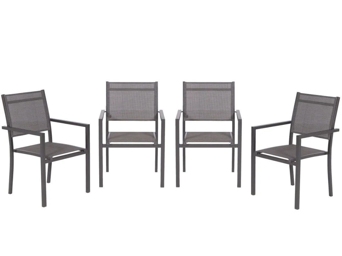 Garden Impressions Moon tuinstoelen set van 4 – carbon black / antraciet