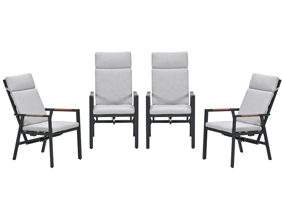 Garden Impressions Felini verstelbare tuinstoelen set van 4 – carbon black