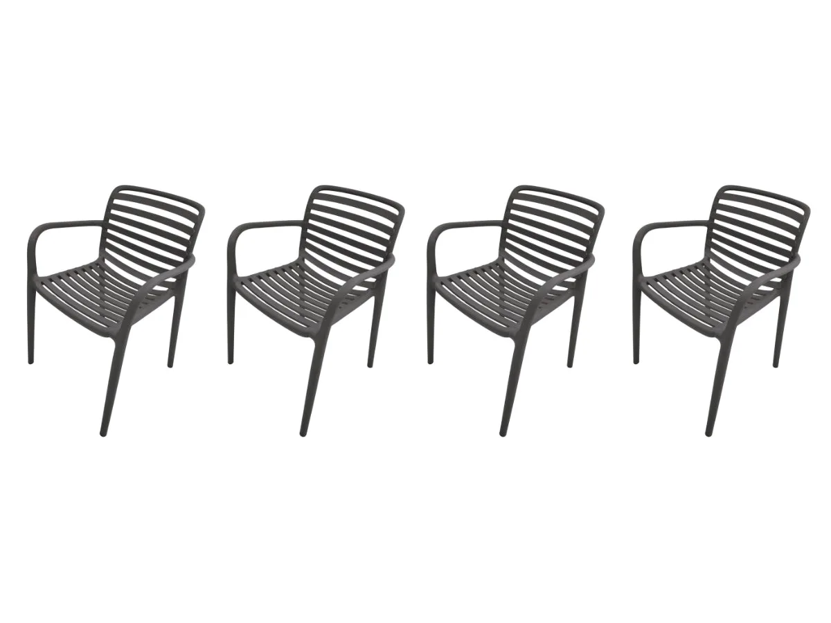 Garden Impressions Nantes tuinstoelen set van 4 – antraciet