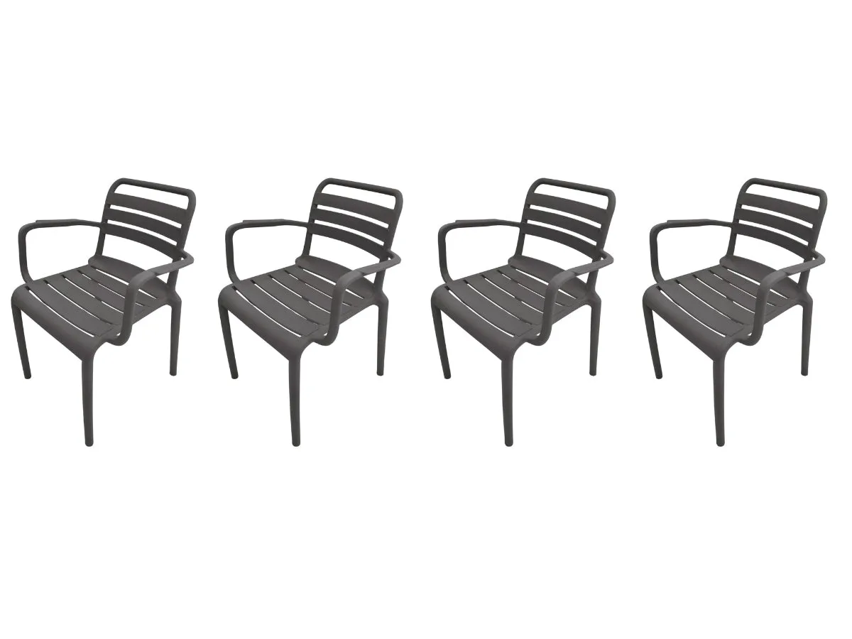 Garden Impressions Orleans tuinstoelen set van 4 – antraciet