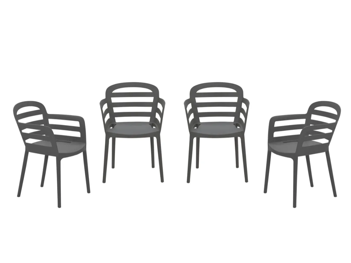 Garden Impressions Formello tuinstoelen set van 4 antraciet