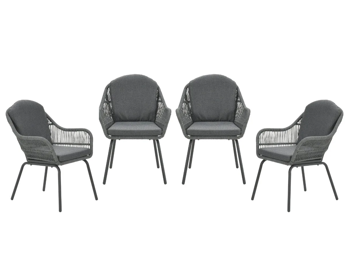 Triton Gartenstühle Set mit 4 Stück in Grau Rope