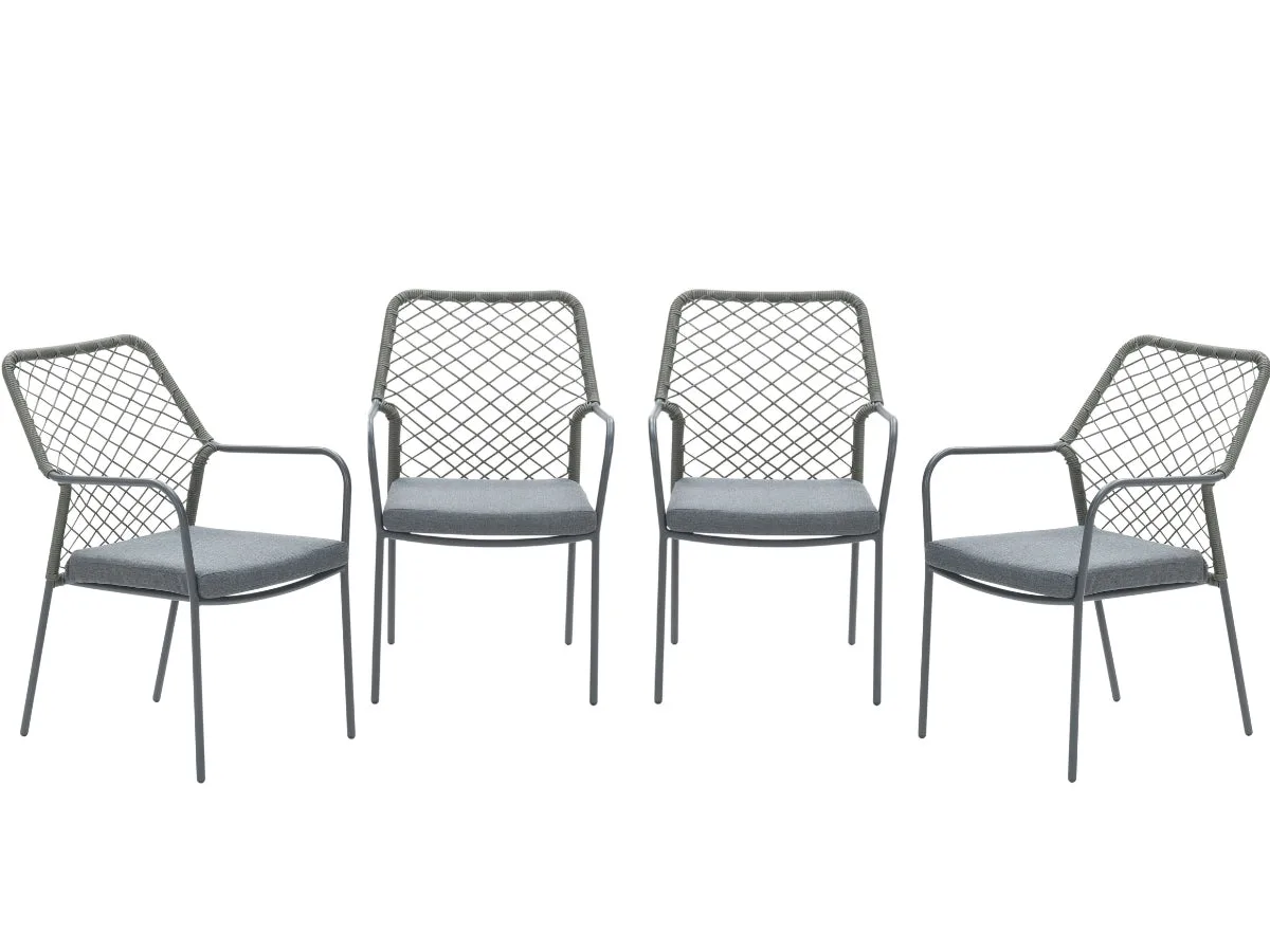 Garden Impressions Dido tuinstoelen set van 4 mosgroen rope