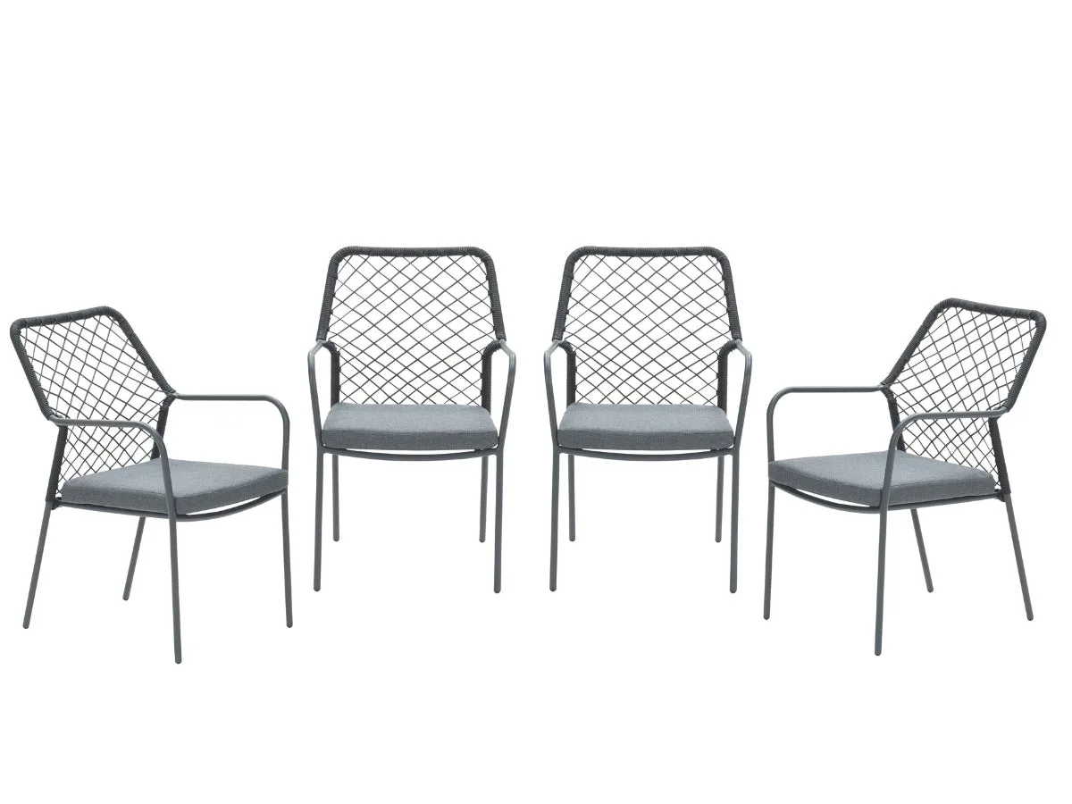 Garden Impressions Dido tuinstoelen set van 4 zwart rope