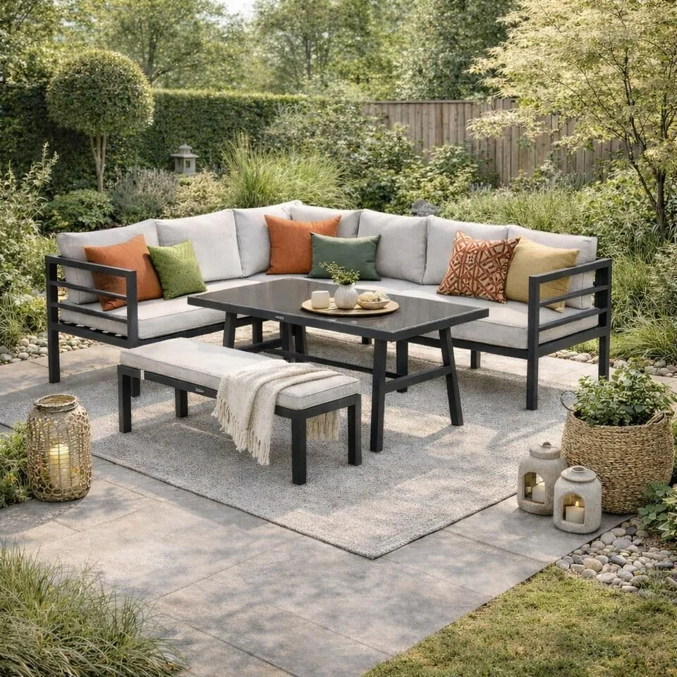 Garden Impressions Bleco II salon de jardin avec table à manger - carbon black-desert sand