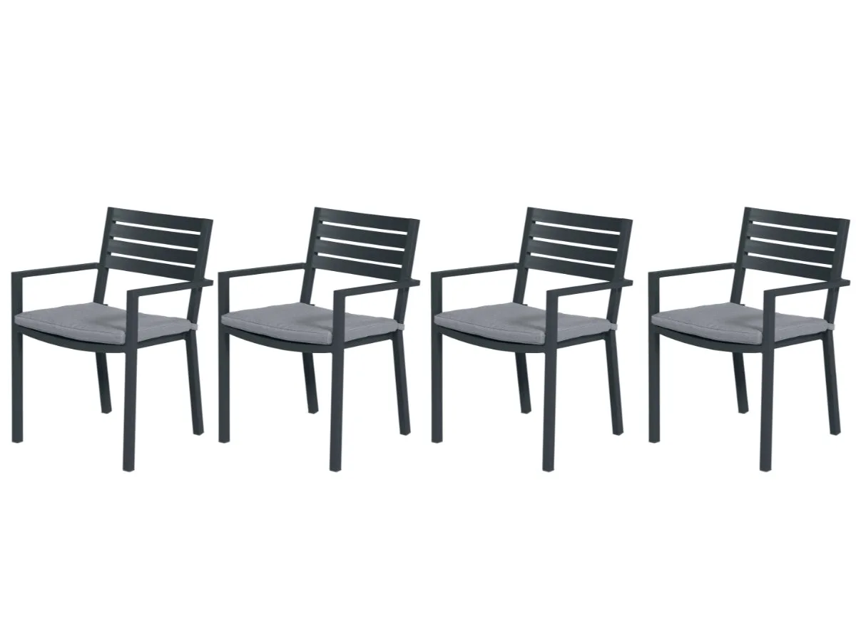 Garden Impressions Oklahoma tuinstoelen set van 4 carbon black