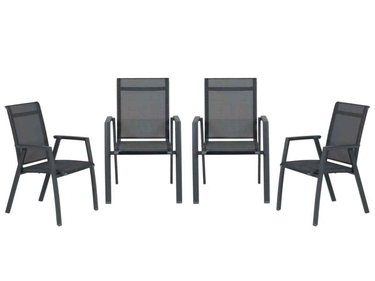 Garden Impressions Gala tuinstoelen set van 4 carbon black