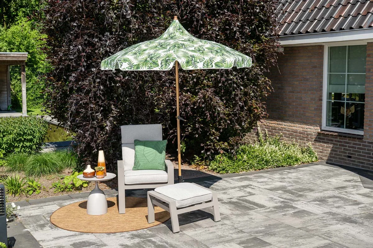 Garden Impressions Aloha parasol set Ø200 cm vert palmier avec pied