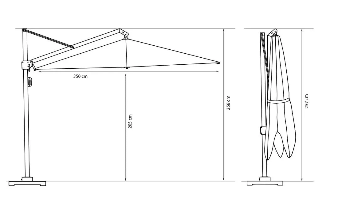 Platinum Challenger T¹ Premium Ampelschirm 350x350cm Havana