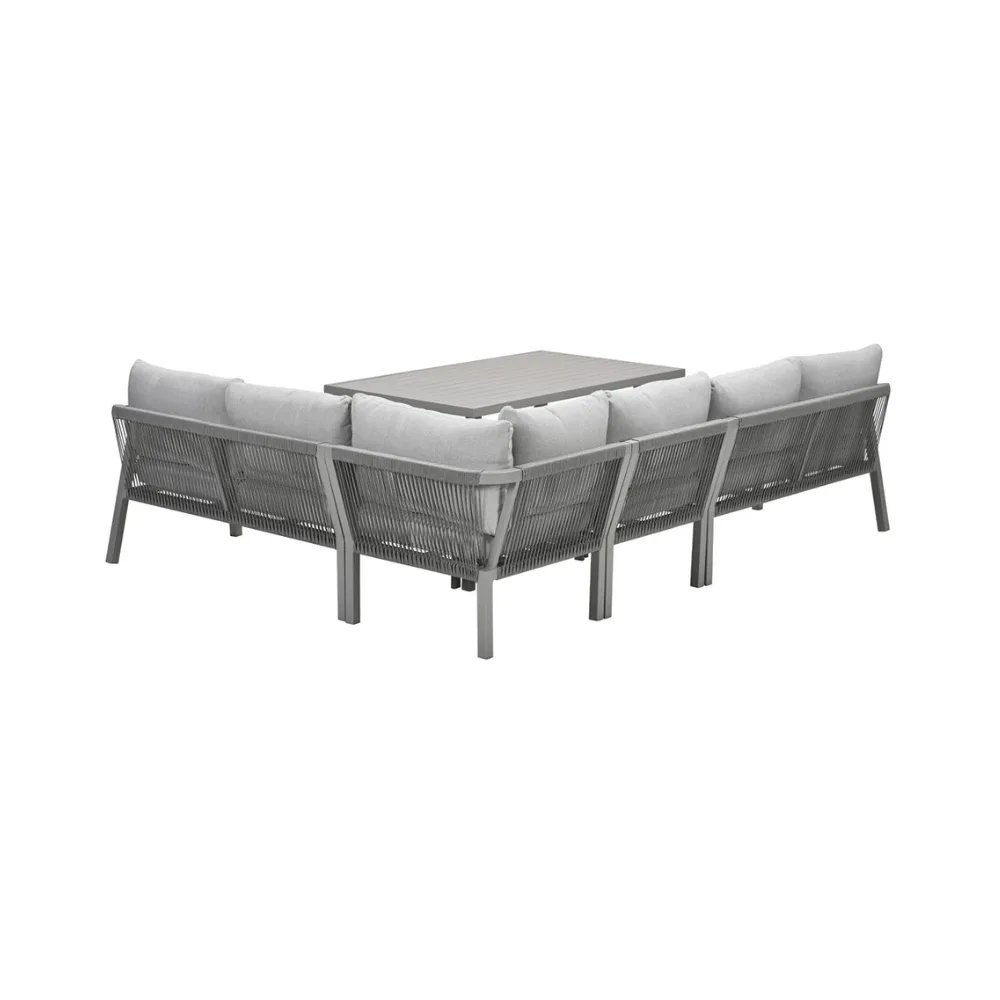 Monti dining loungeset - 5-delig - taupe - aluminium frame - rope grey sand - valley sand 6