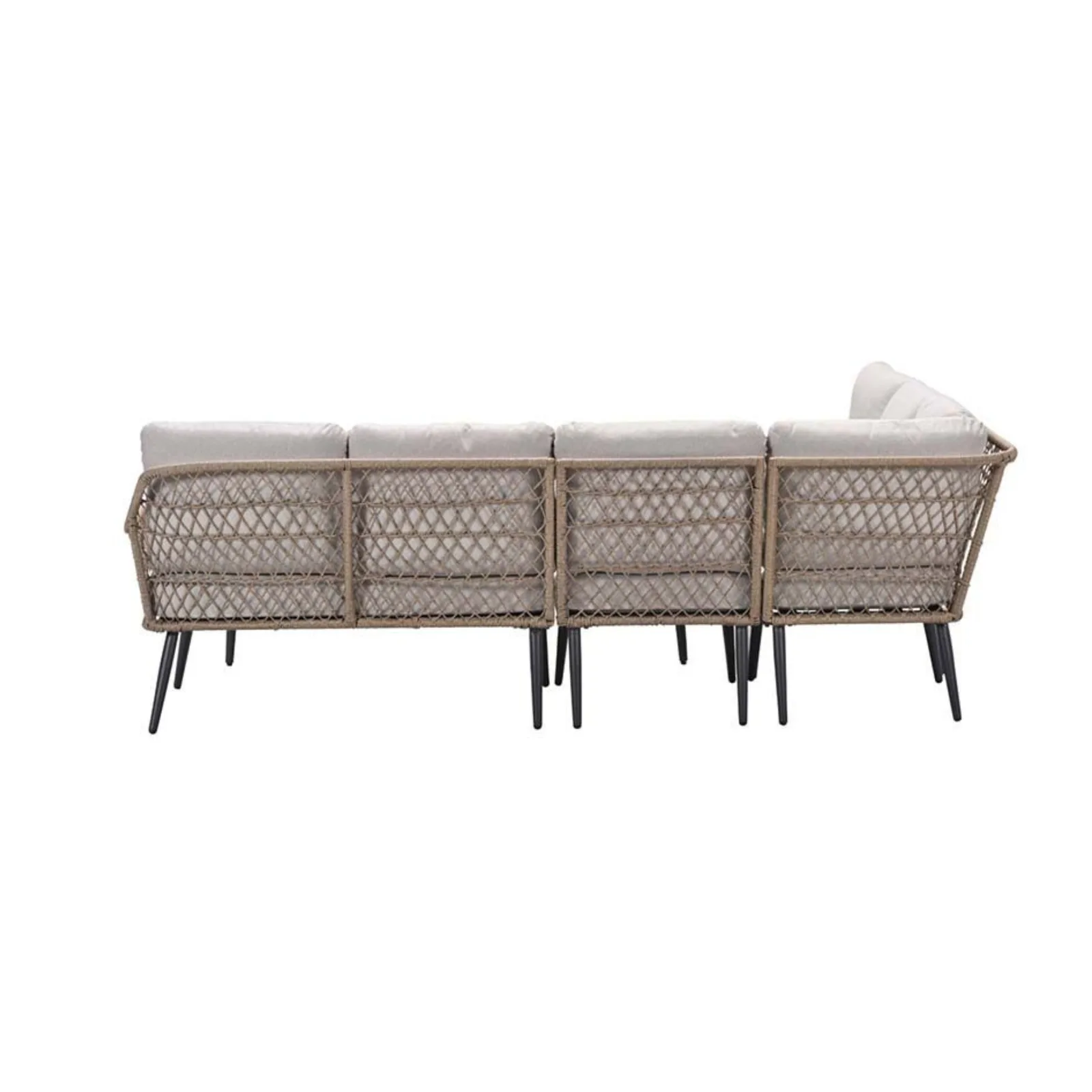 Allasio lounge-dining hoekset - 5-delig - carbon black rope natural PE - desert sand - Vironwood 4