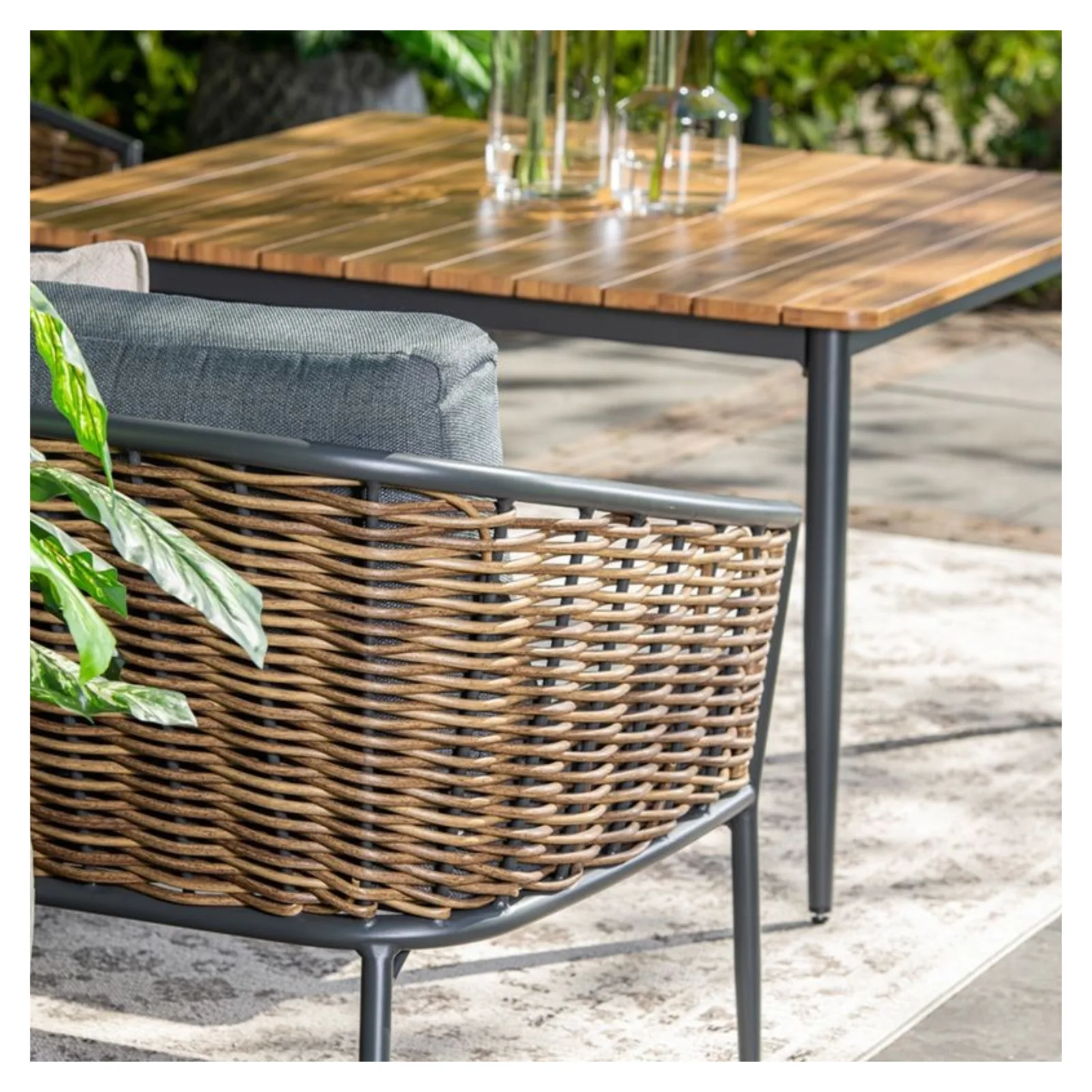 Garden Impressions Bali lounge diningset 4-delig grijs rotan 4