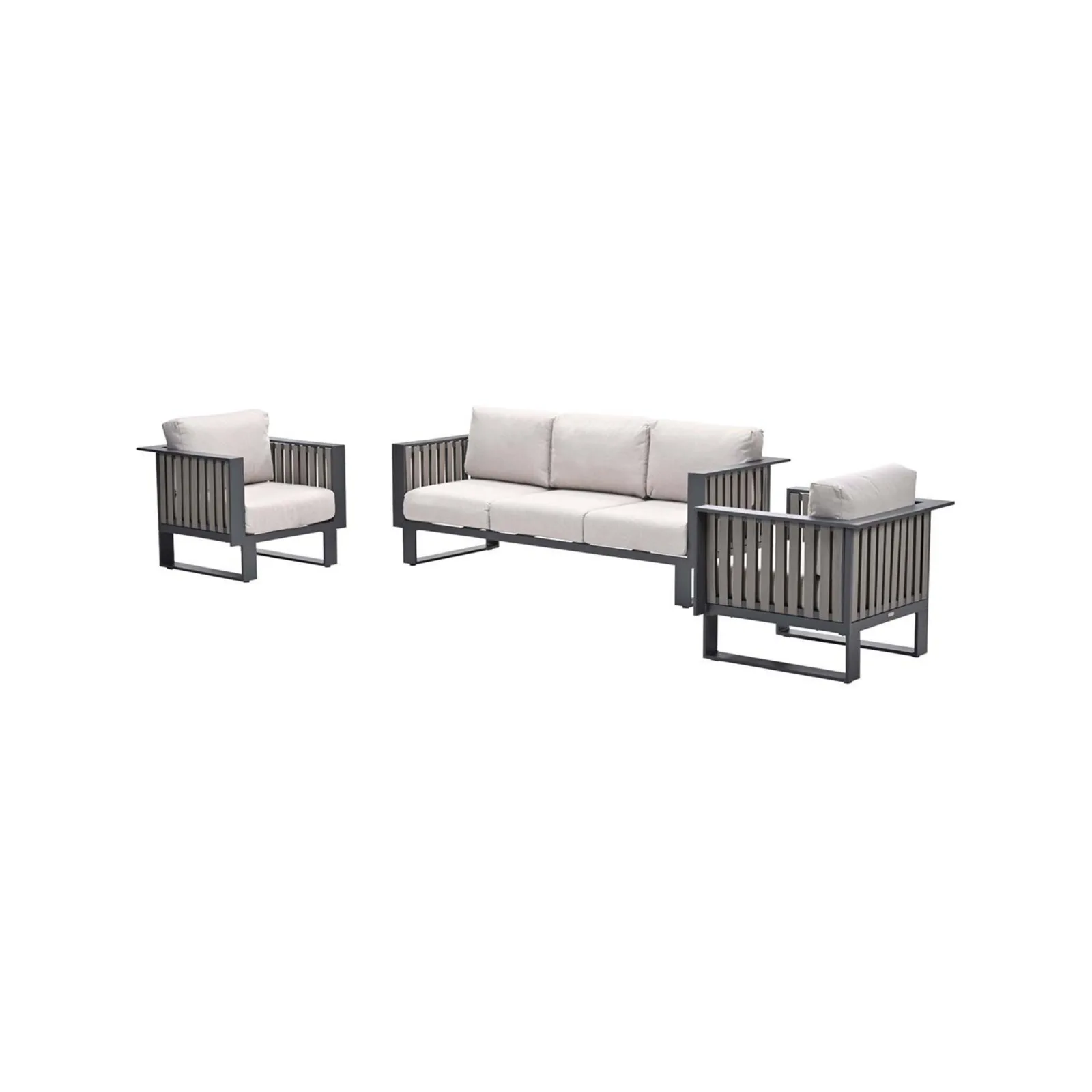Bologna stoel-bank loungeset - 3-delig - carbon black - taupe - desert sand