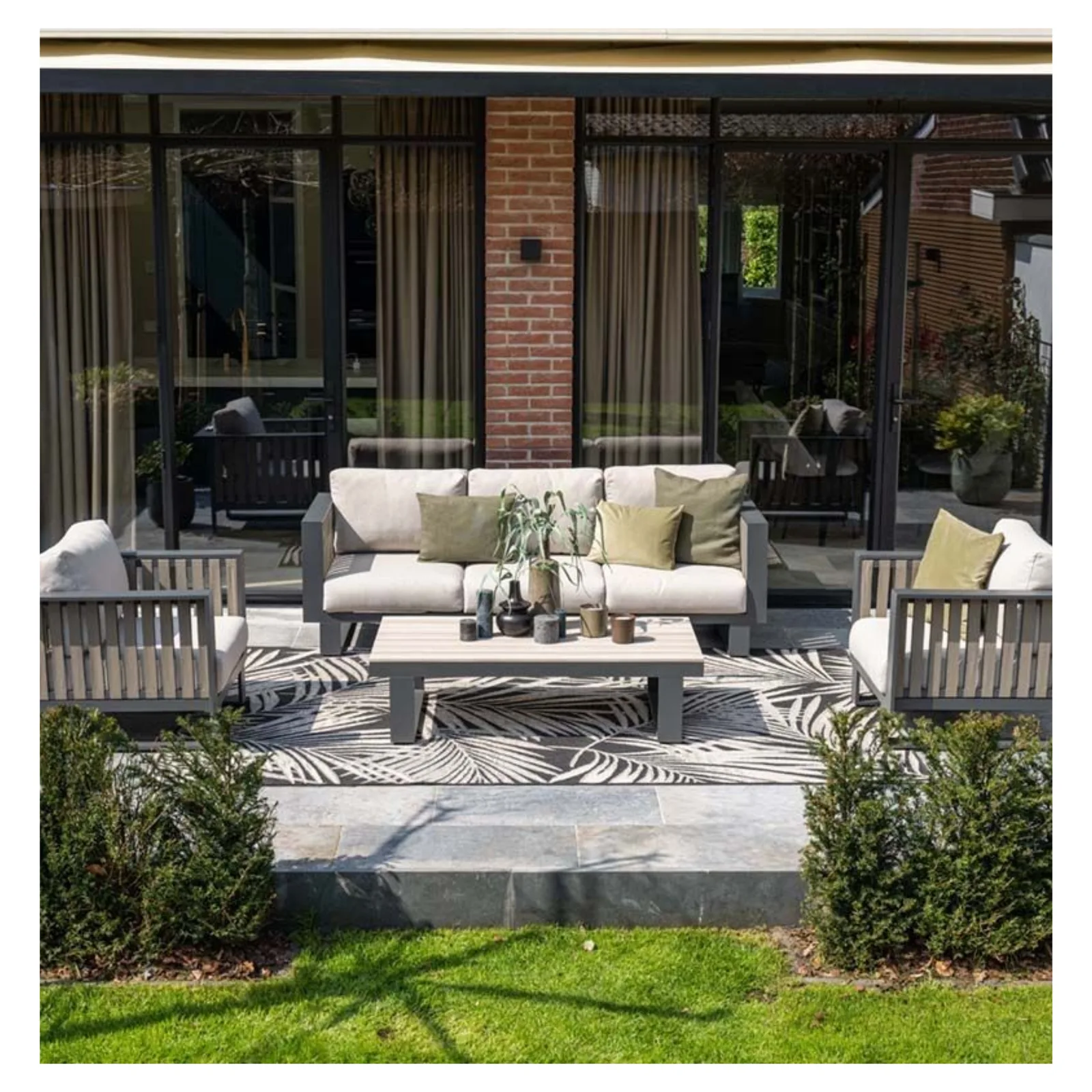 Bologna stoel-bank loungeset - 3-delig - carbon black - taupe - desert sand 3