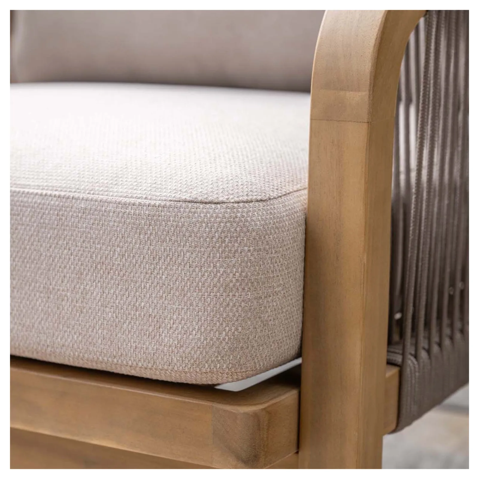 Santos stoel-bank loungeset - 4-delig - acaciahout met white wash - rope taupe - grey sand 5