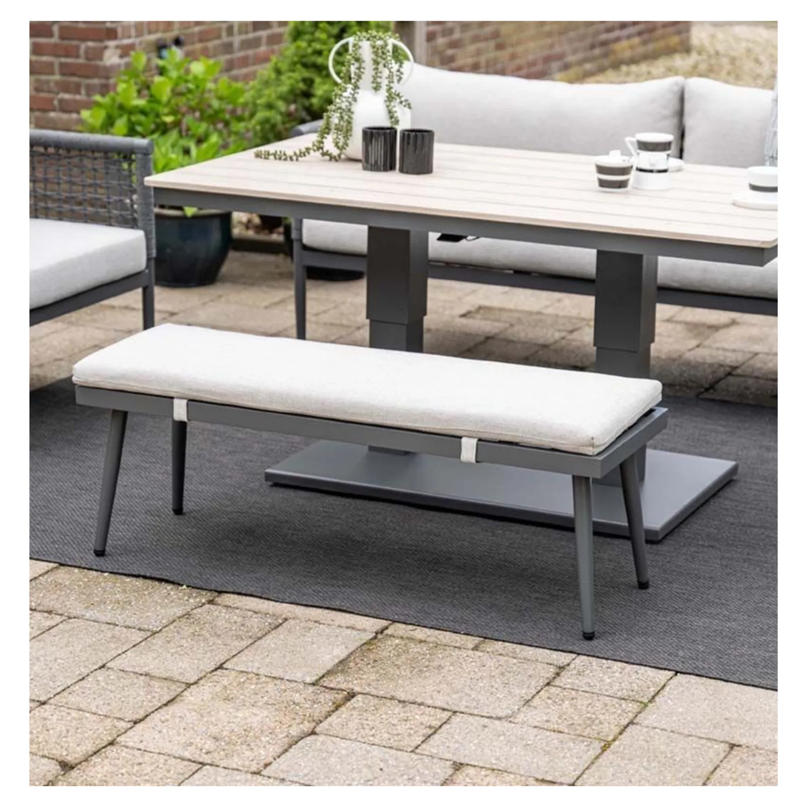 Cyprus tuintafel in hoogte verstelbaar 150x87cm aluminium polywood 4