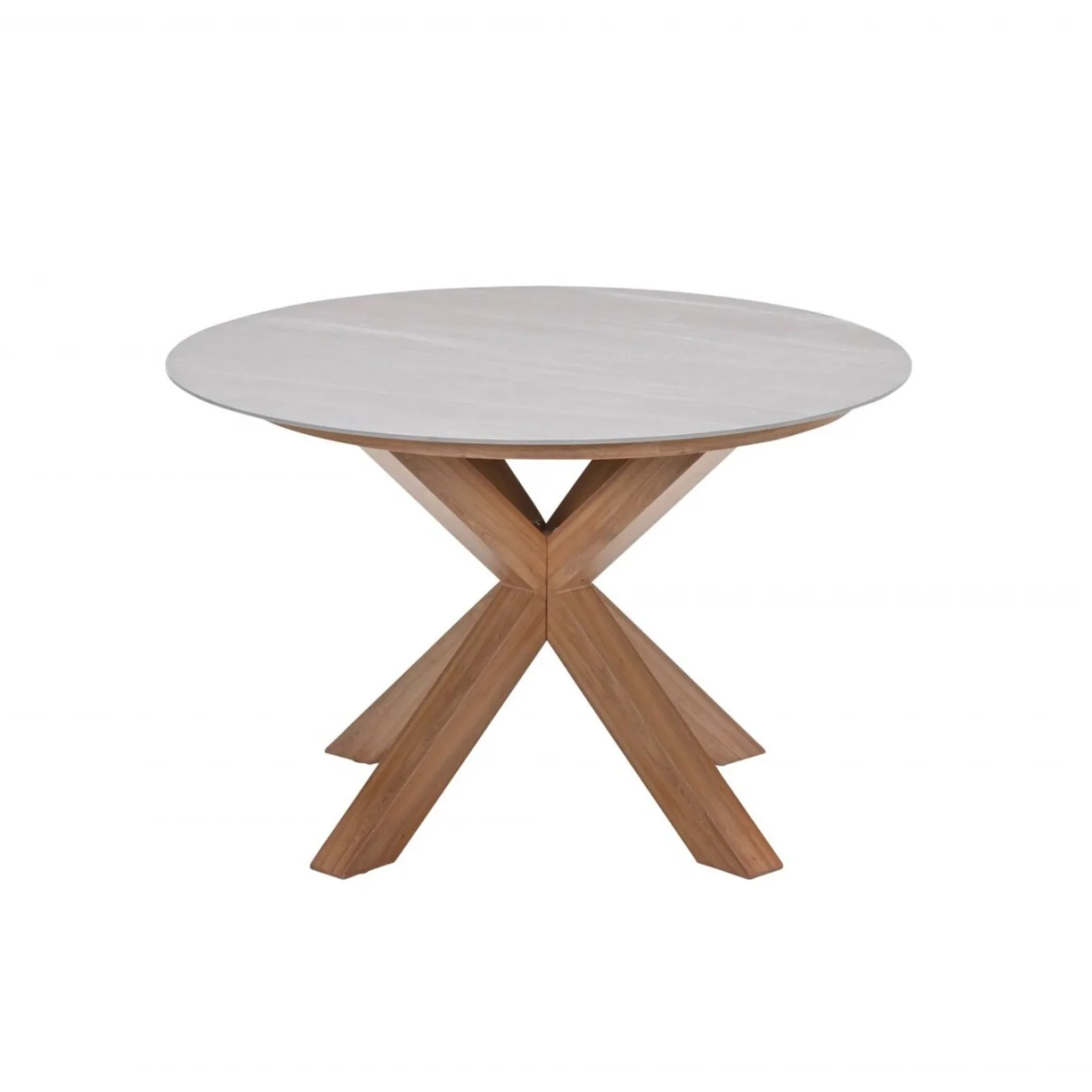 Ronde tuintafel lowland - Ø120 cm - light teaklook - Centostone Napoli sand
