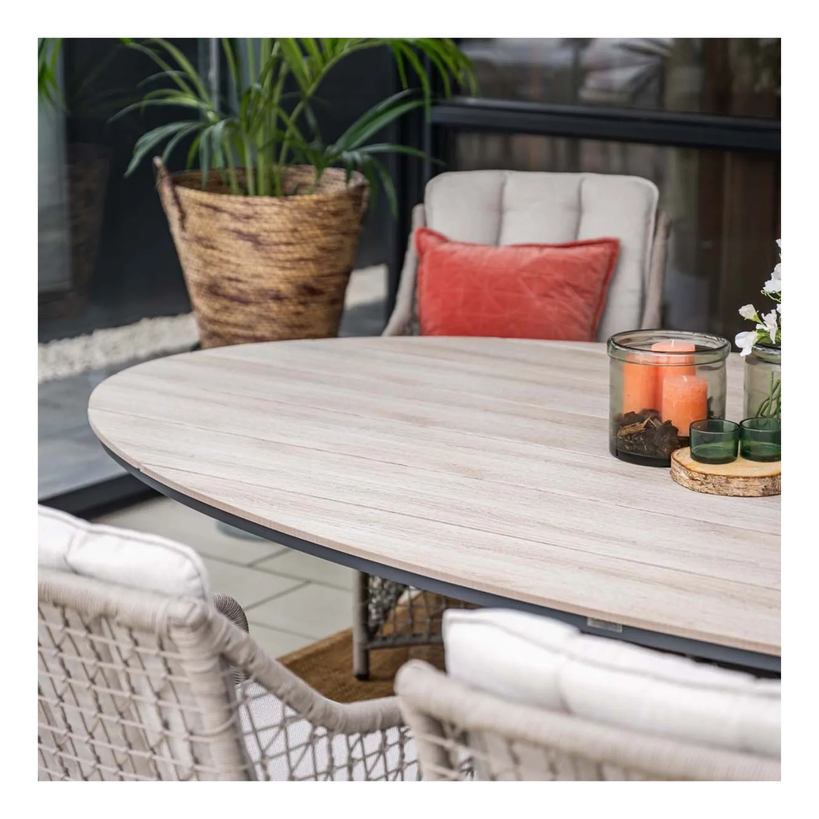 Edison tuintafel - ovaal - 280x140 cm - carbon black - light teak Vironwood 4