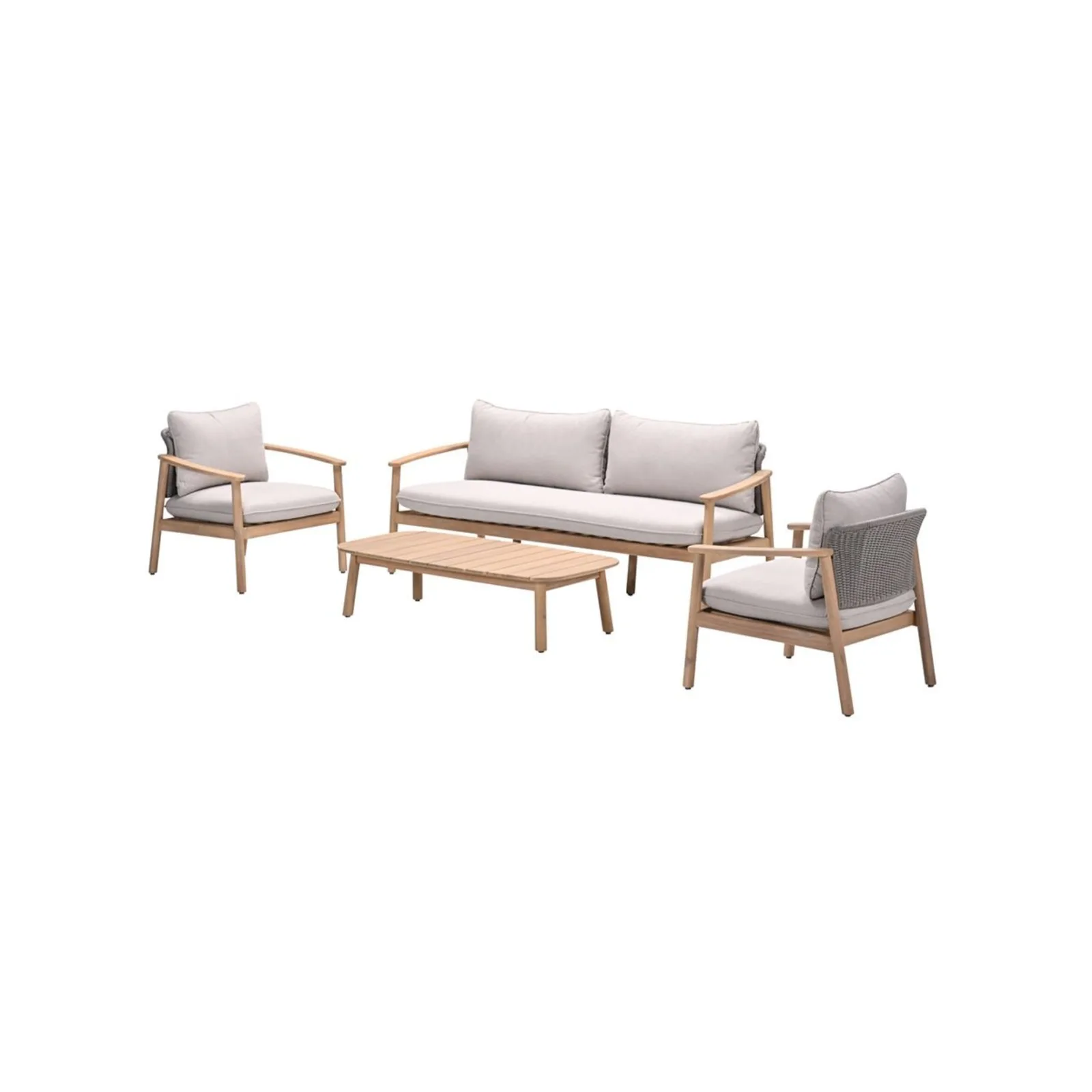 Garden Impressions Eclipse loungeset 4-delig acasia white wash-rope taupe/grey sand