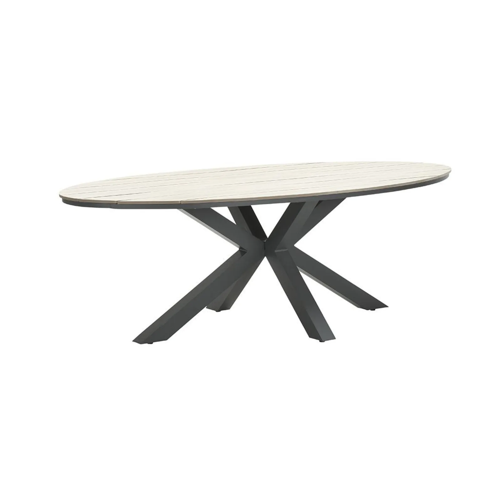 Edison tuintafel - ovaal - 280x140 cm - carbon black - light teak Vironwood