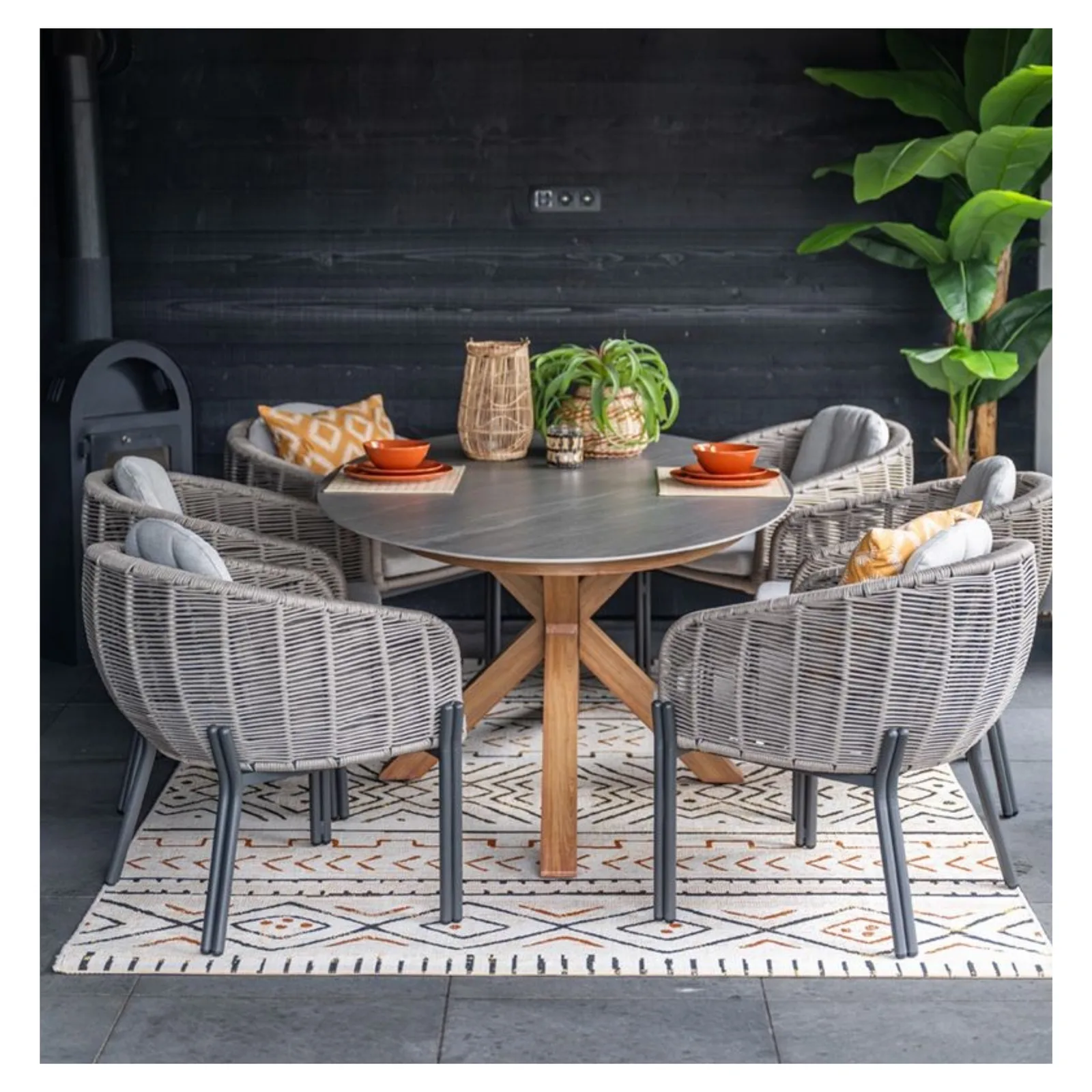Fiji dining tuinstoel aluminium met rope - taupe 6