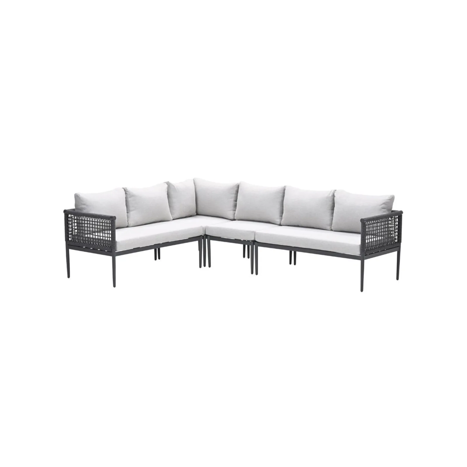 Teramon hoek loungeset - 4-delig - carbon black - rope dark grey - valley sand