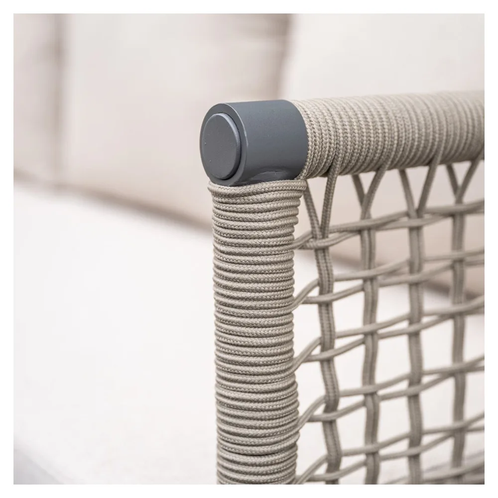 Lea hoek loungeset - 4-delig - aluminium carbon black - rope taupe 3