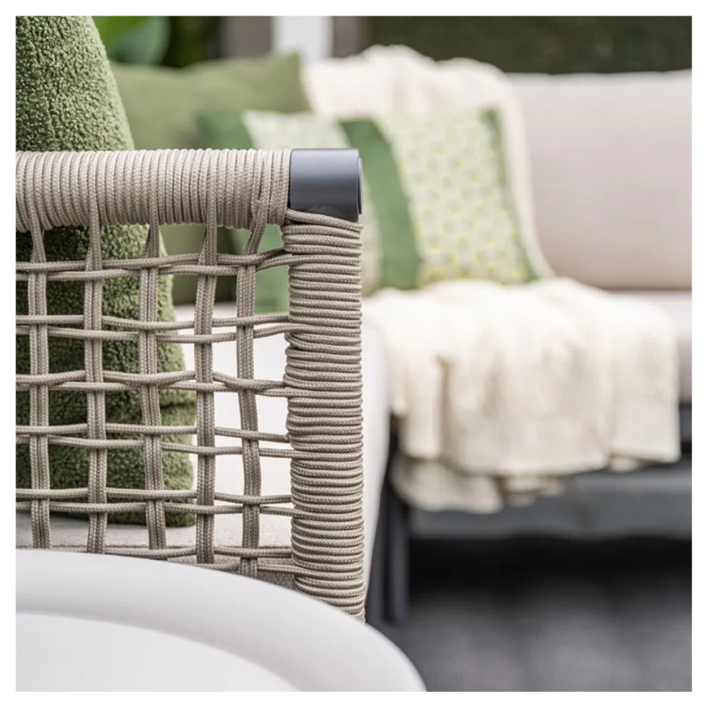Lea hoek loungeset - 4-delig - aluminium carbon black - rope taupe 4