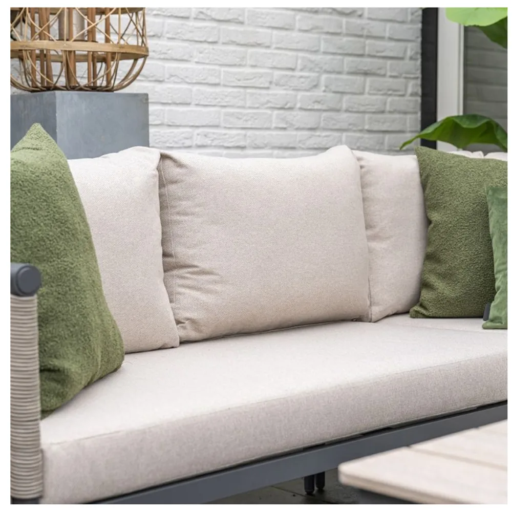 Lea hoek loungeset - 4-delig - aluminium carbon black - rope taupe 6
