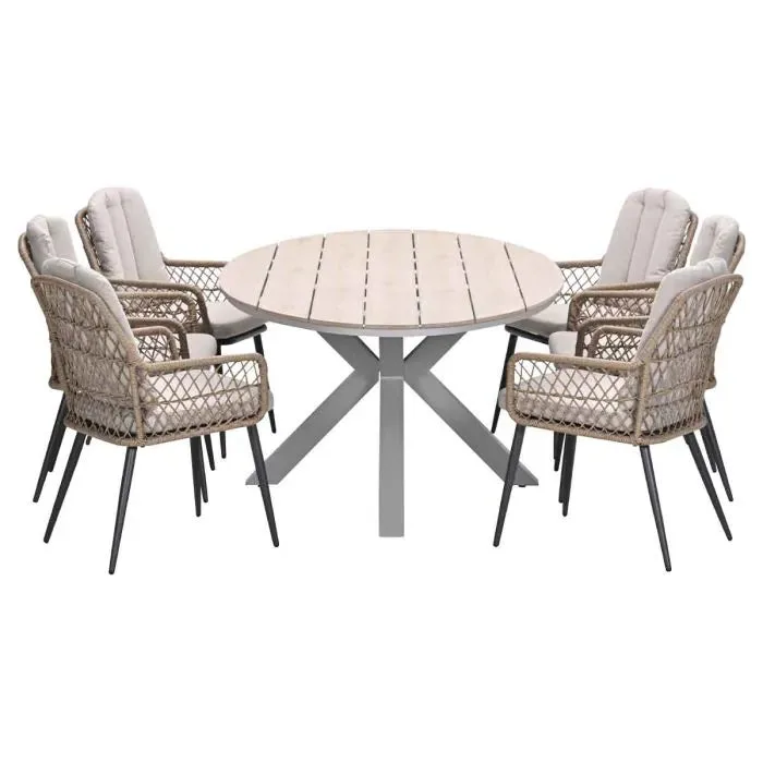 Leo tuinset 7-delig - Kalibo stoelen met Tulli Vironwood tafel