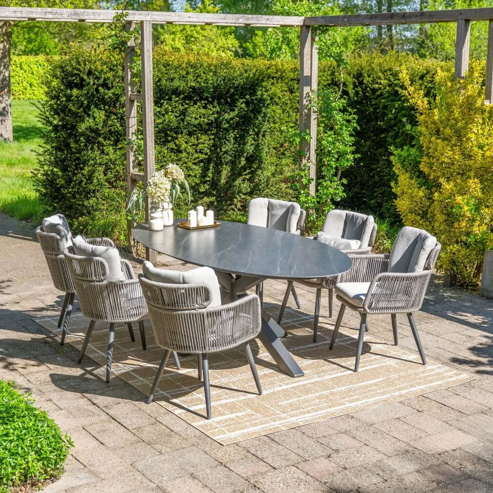 Linares XL dining fauteuil - carbon black - rope grijs zand - valley sand - Antraciet - afbeelding 4