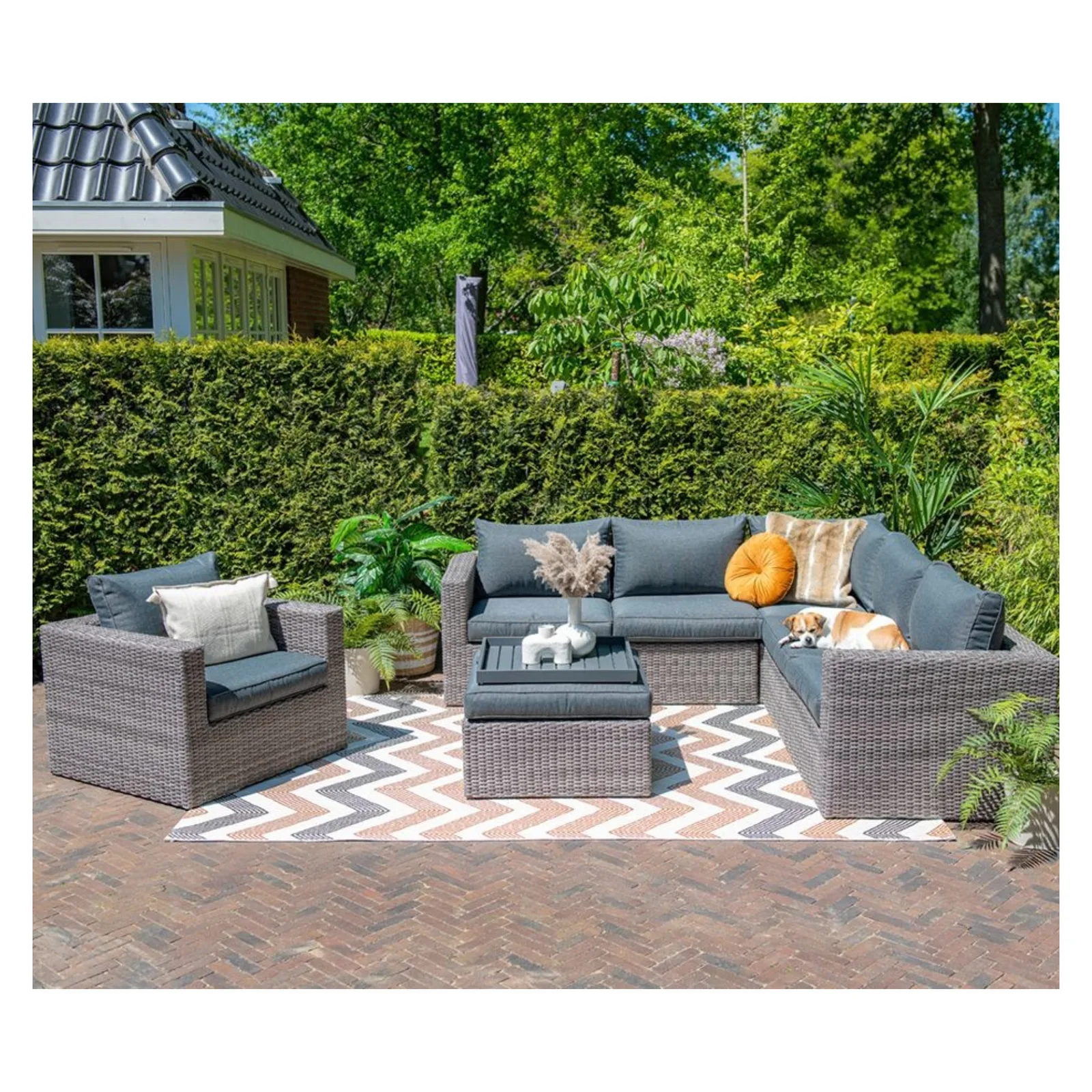Orangebird lounge tuinstoel wicker- organic grey - reflex black 3