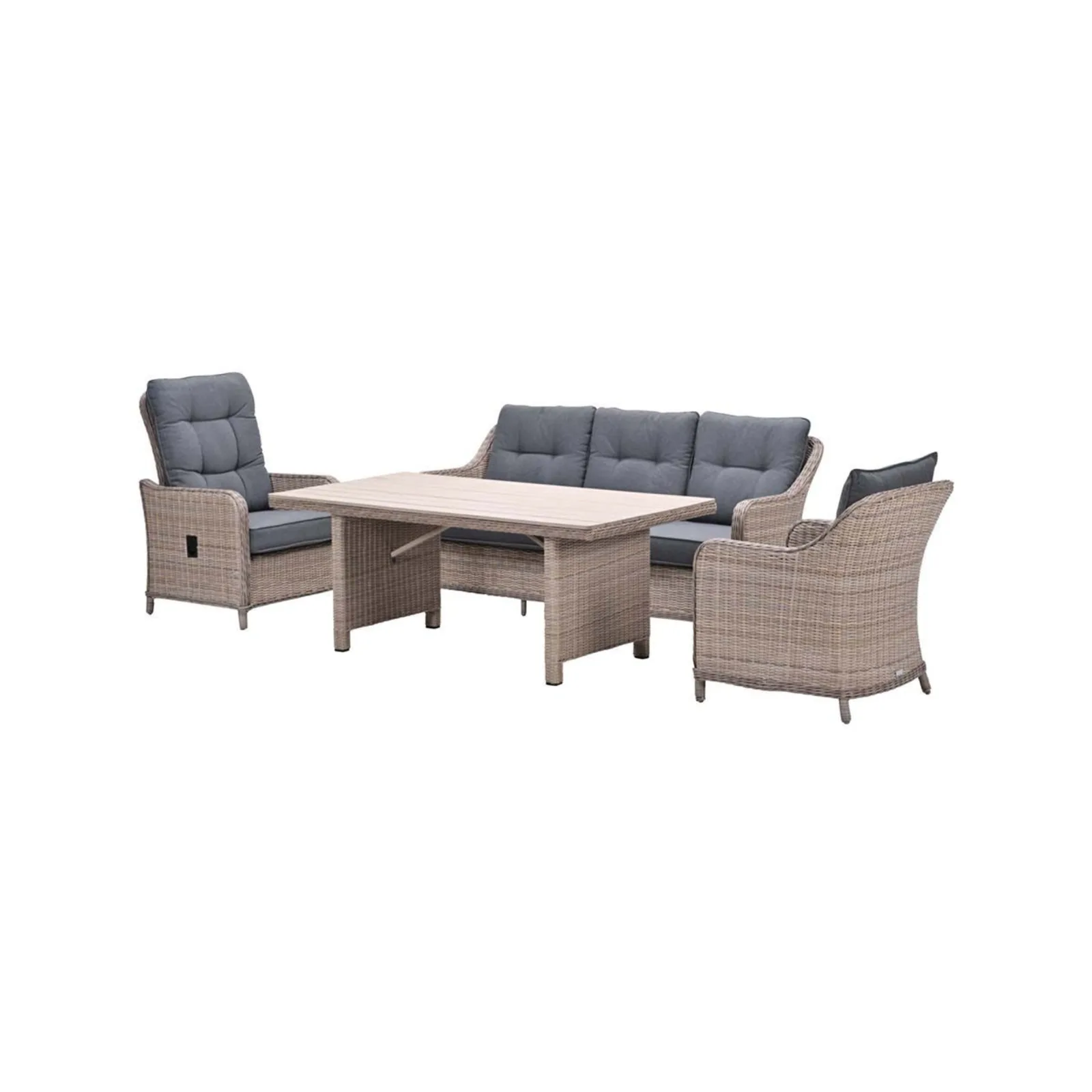 Milwaukee driezits tuinbank wicker - vintage willow - mystic grey 6