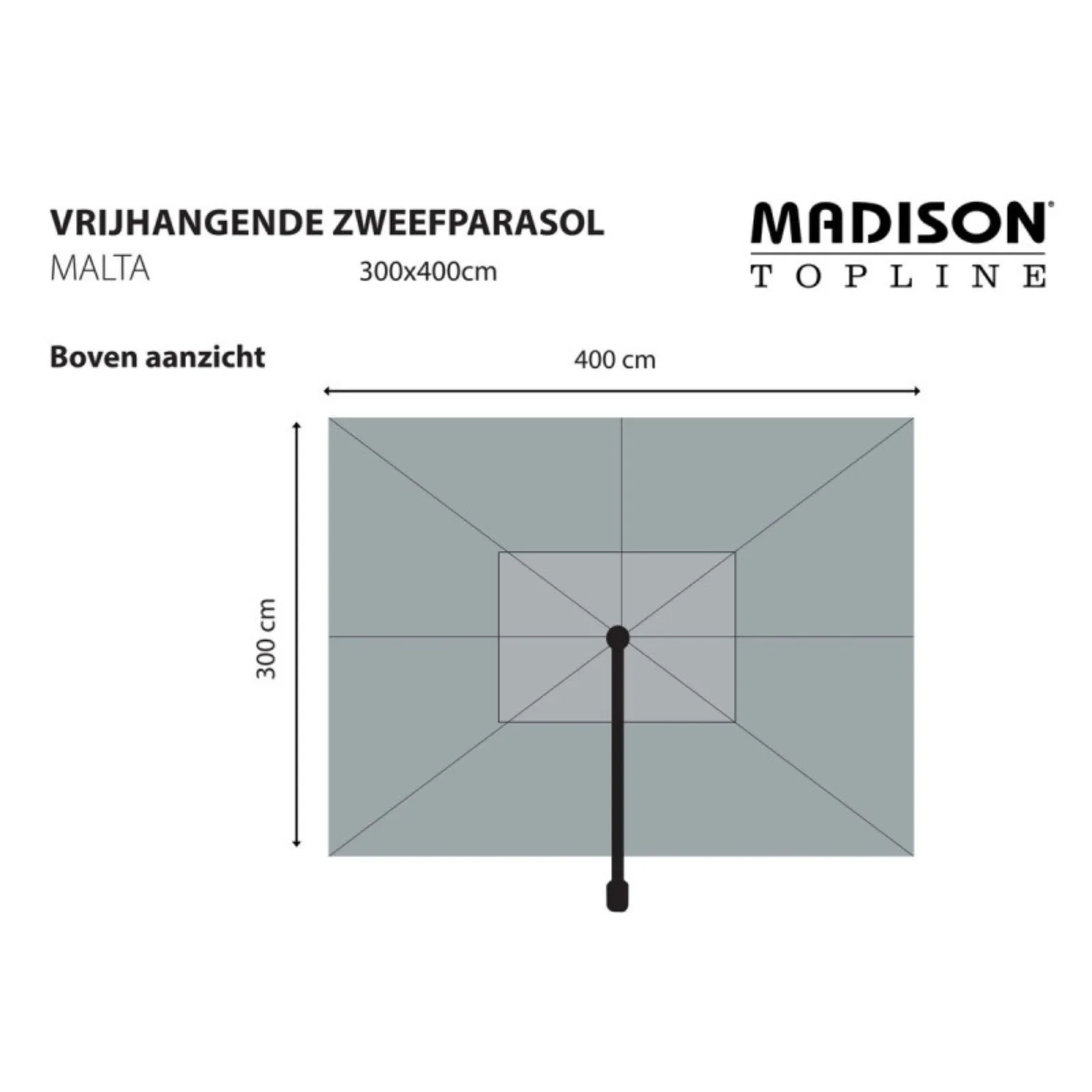 Madison zweefparasol Malta 300x400cm vierkant ecru 3