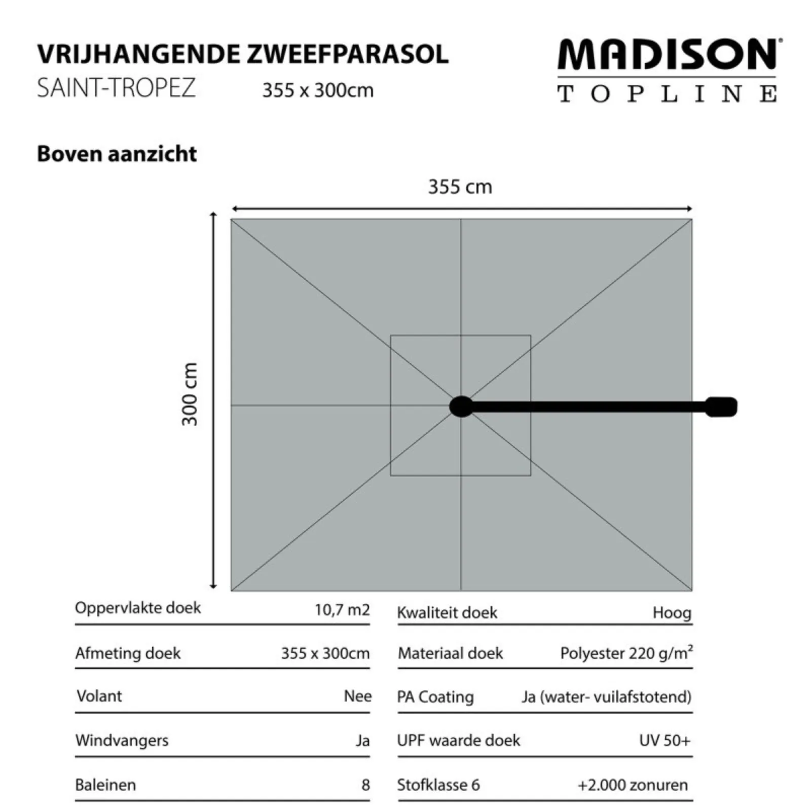 Madison Parasol Saint-Tropez 355x300cm Sage green 6