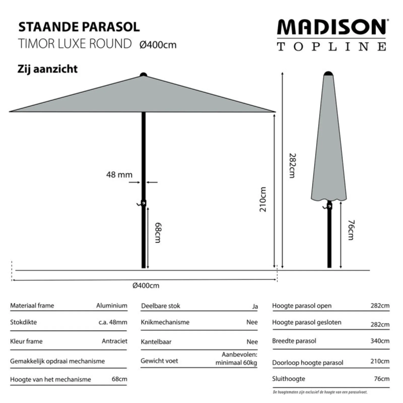 Madison Parasol Timor luxe 400cm Safier blue 3