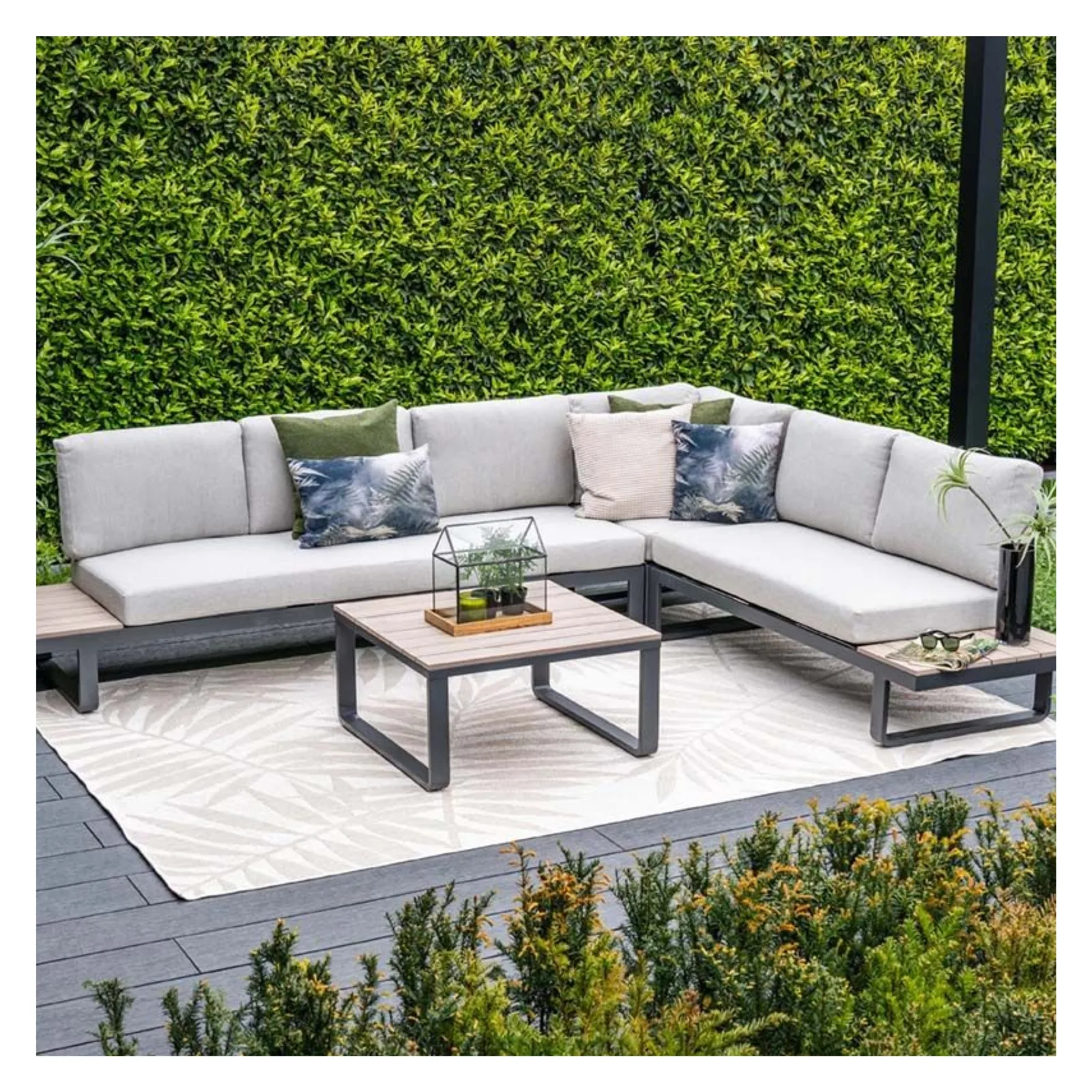 Garden Impressions Masone hoek loungeset - 4-delig - c. black valley sand - light teak VW 5