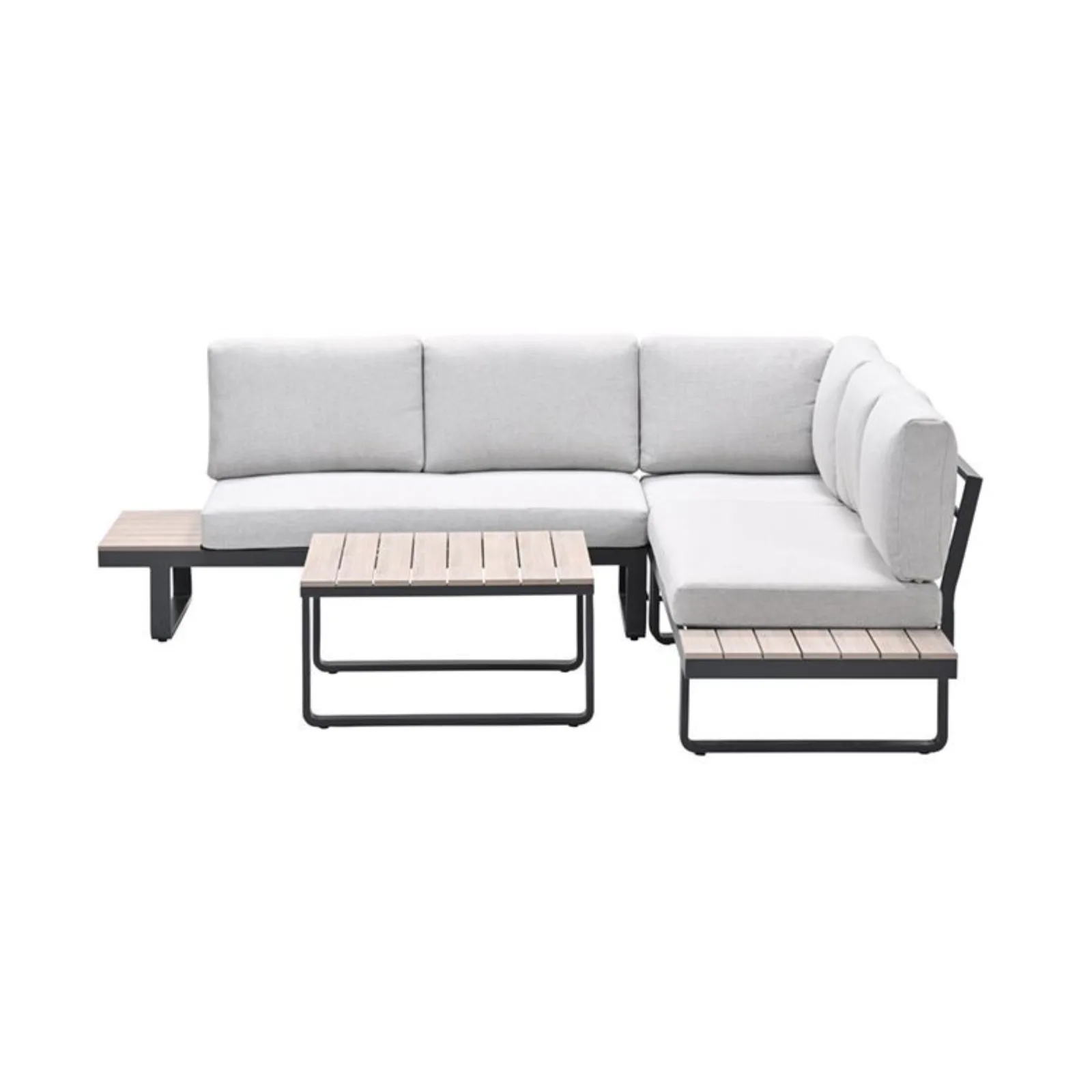 Garden Impressions Masone hoek loungeset - 4-delig - c. black valley sand - light teak VW 3