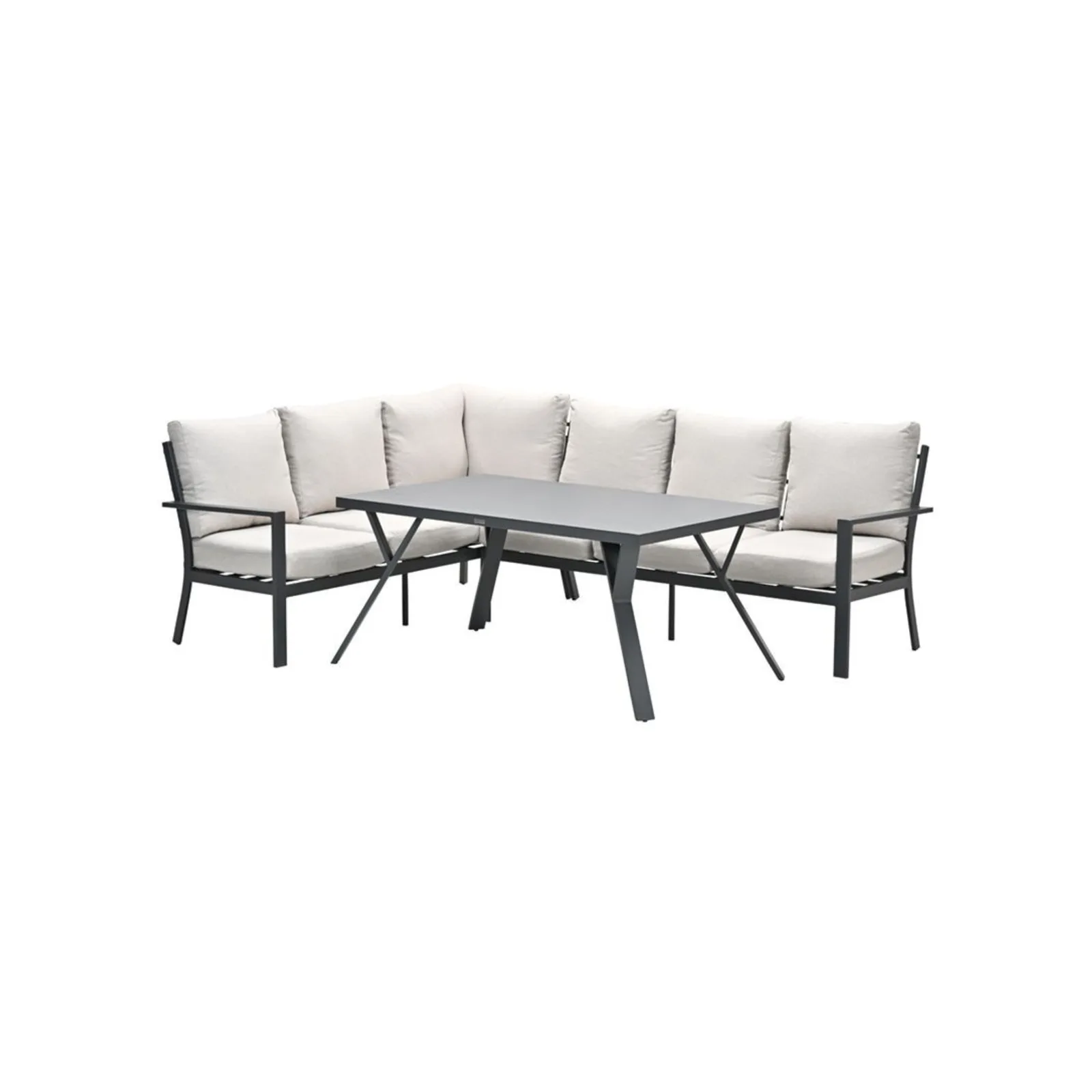 Sergio lounge diningset - 3-delig - links - carbon black - desert sand